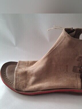 A.S.98 "BRIGHTON" Taupe Suede Open-Toe Ankle Sandal